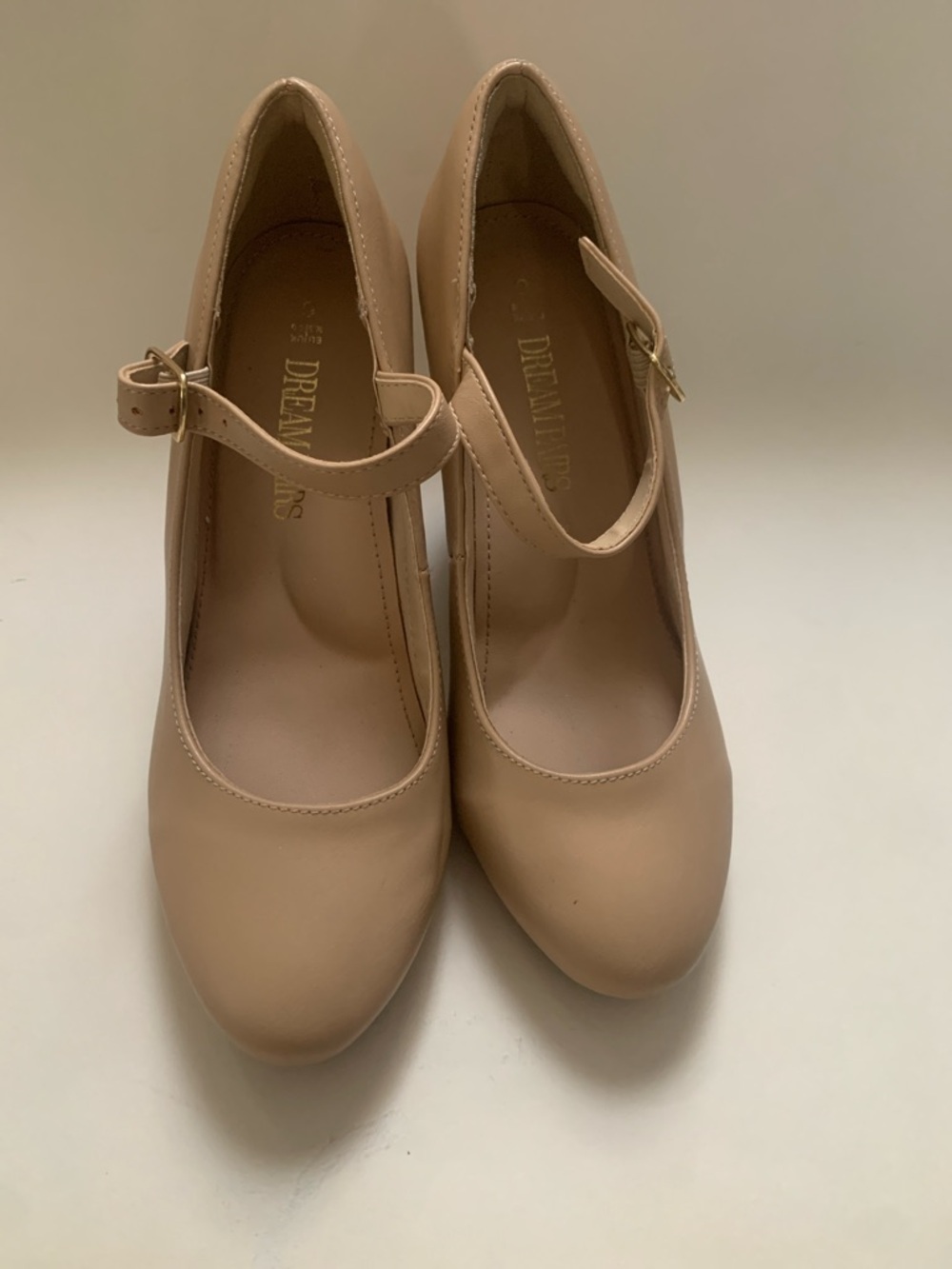 Dream Pairs Beige Heels with Ankle Strap
